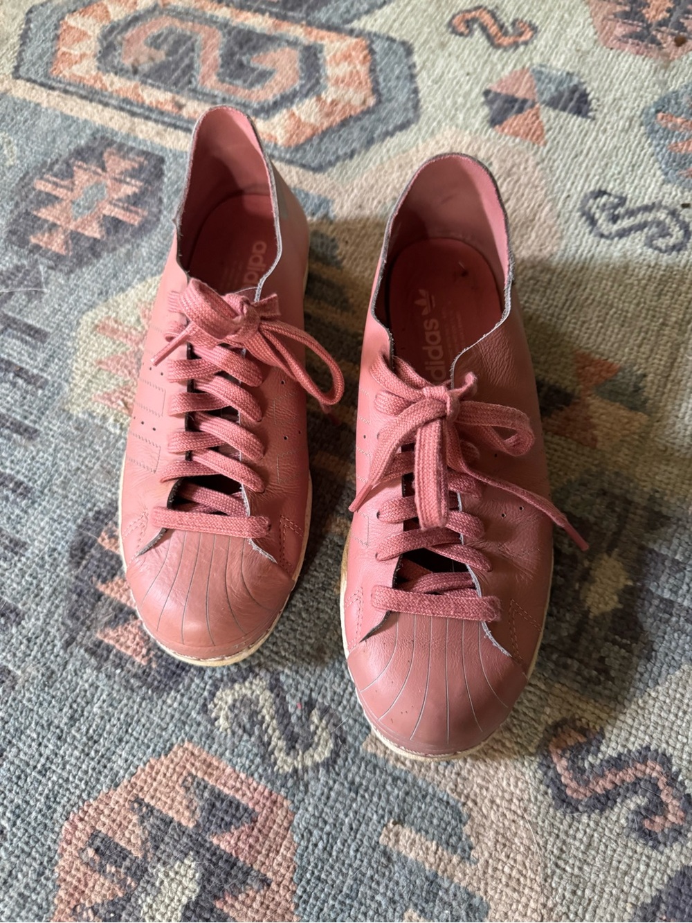 adidas Women's Pink Leather Sneakers, size 7.5